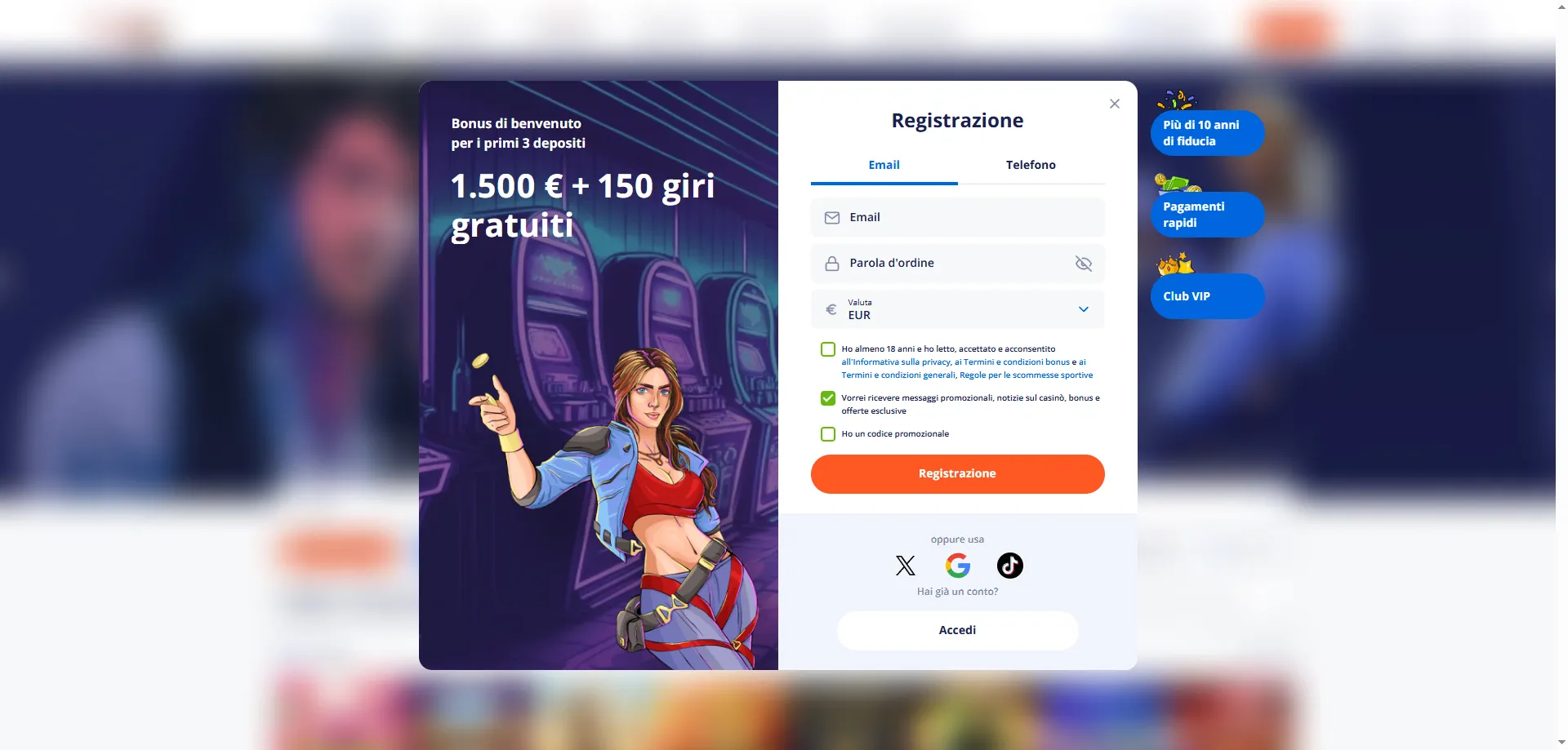 Procedura di Registrazione — Vulkan Vegas